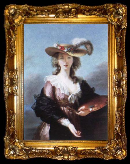 framed  Elisabeth Louise Viegg-Le Brun self portrait in a straw hat, ta009-2